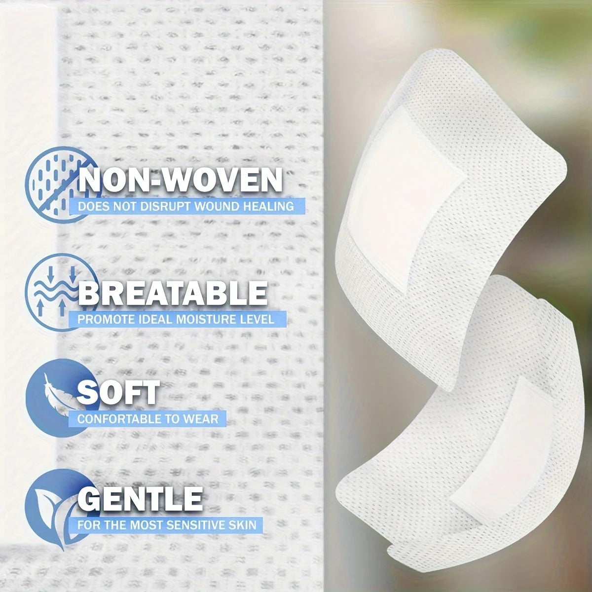 50 pansements adhésifs médicaux hypoallergéniques non tissés de grande taille (6 x 7 cm) pour plaies importantes et premiers soins