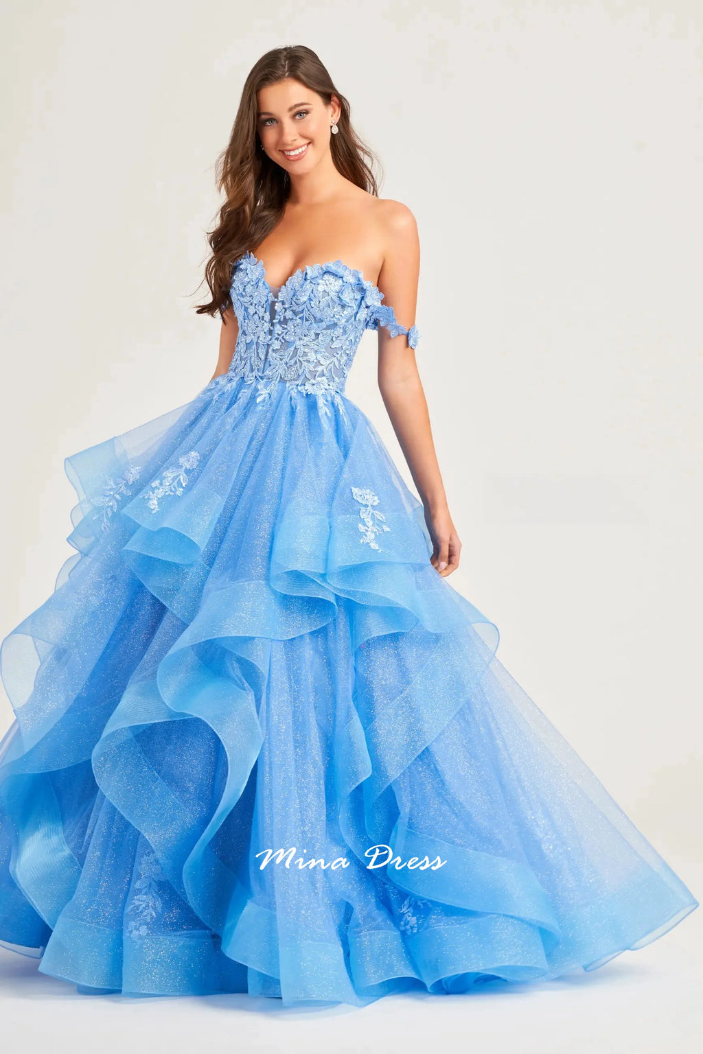 Robe de soirée Mina à bretelles amovibles, robe de fête élégante et luxueuse pour femme, dos nu sans manches, ornée d'appliqués de dentelle, style bal de promo