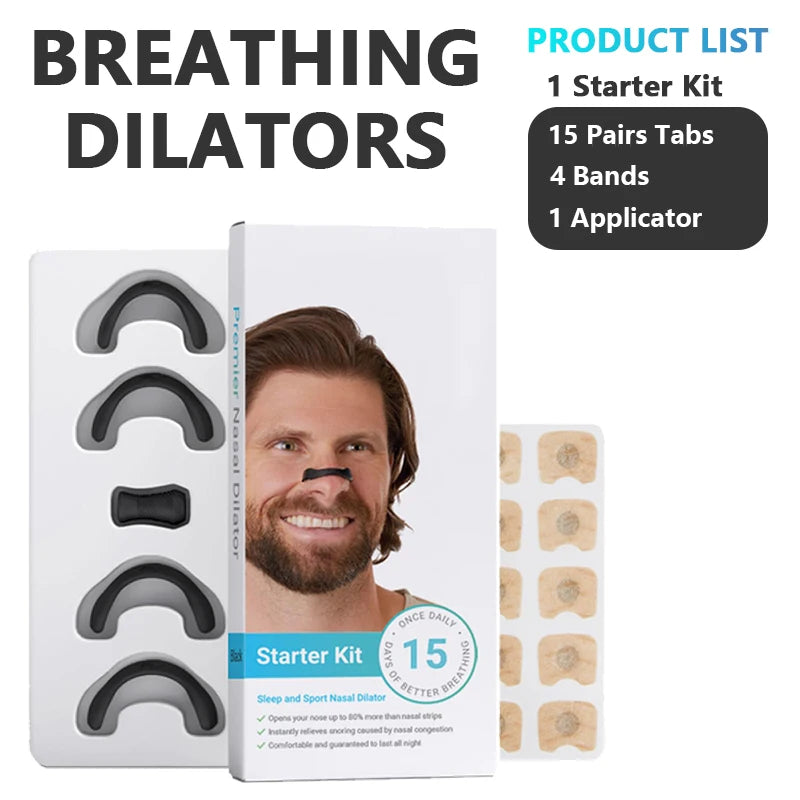 Kit de démarrage de dilatateurs respiratoires nasaux magnétiques, 15/30 jours, pour améliorer la qualité du sommeil, bande buccale Anti-ronflement