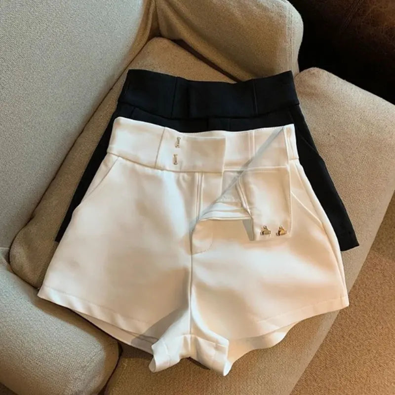 Shorts pour femmes Mooyufon, shorts noirs pour femmes, style Harajuku élégant, taille haute, coupe trapèze, coupe slim, décontracté, sexy