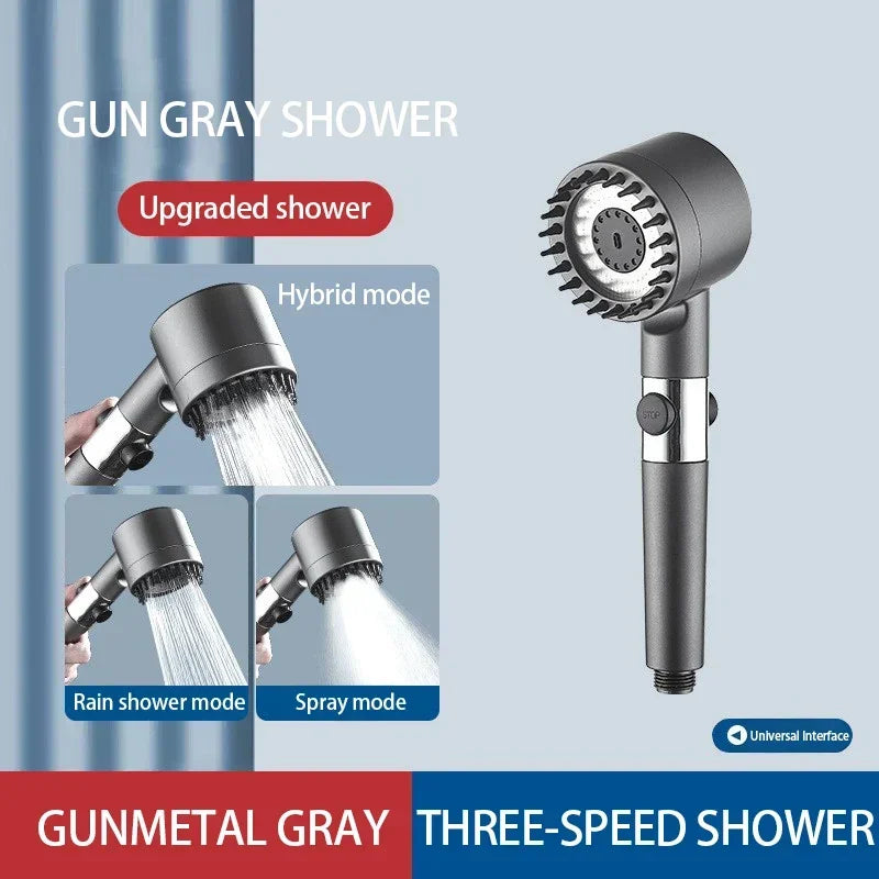 Pommeau de douche filtrant haute pression, jet réglable à 3 modes avec brosse de massage, robinet effet pluie, accessoires de salle de bain