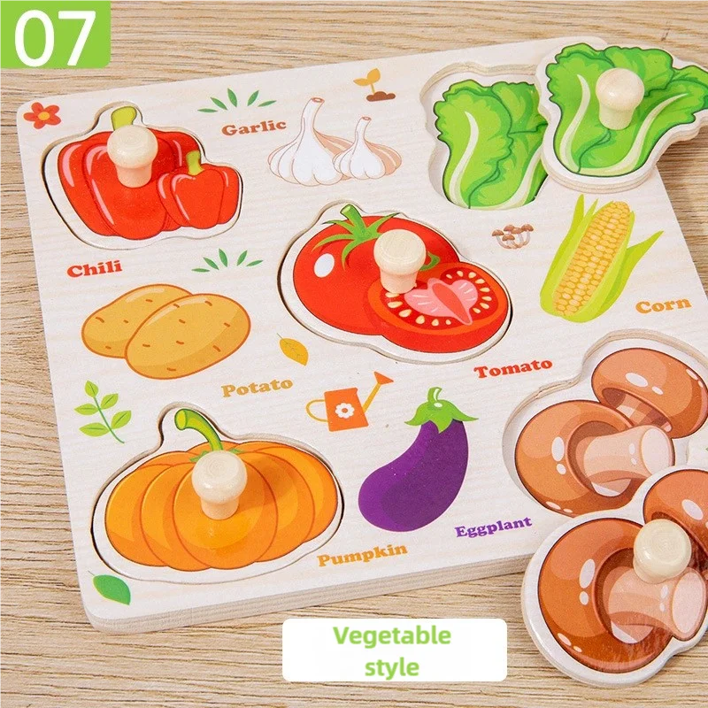 Puzzles en bois Montessori pour enfants, jeu de puzzle manuel, jeu de poissons pour développer la cognition et l'éveil des parents et des enfants
