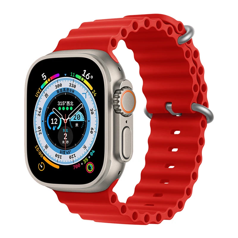 Bracelet océan en Silicone pour bracelets de montre Apple 45mm 46mm 40mm Ultra 2 49mm 44mm 41mm 38-42mm bracelet de sport série 10 9 8 7 6 5 4 SE