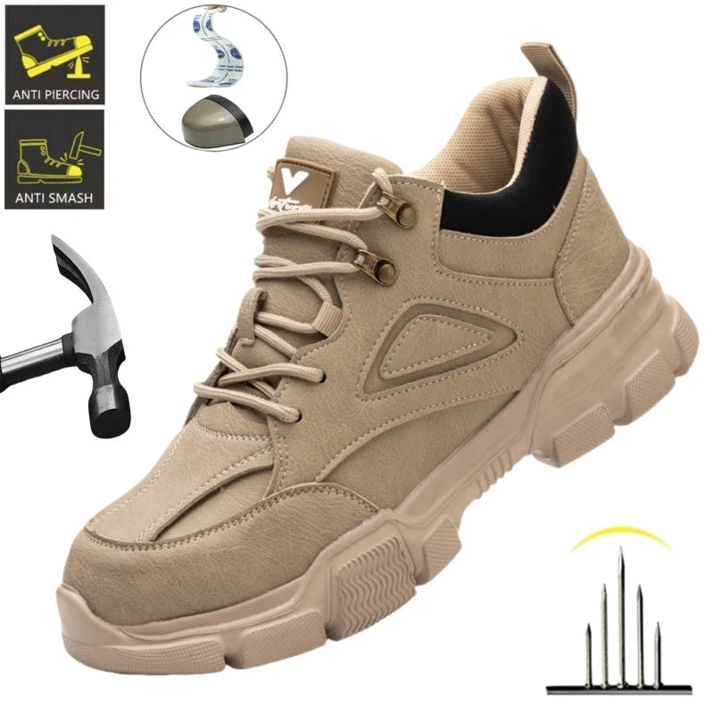Bottes de sécurité imperméables pour hommes, avec embout en acier, baskets de travail Anti-écrasement, chaussures de sécurité pour hommes, chaussures de travail légères pour l'extérieur