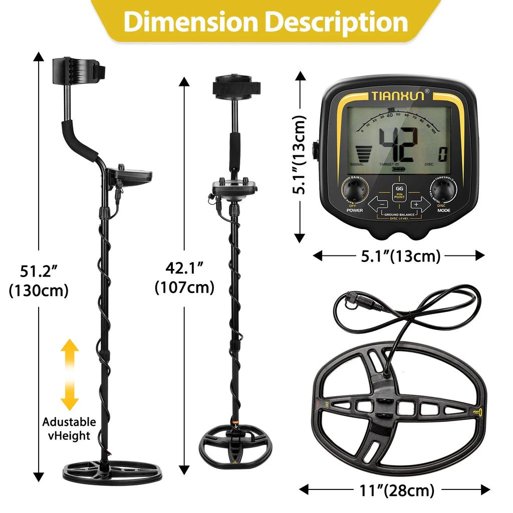 Détecteur de métaux numérique LCD TX-850 pour la recherche professionnelle de métaux souterrains, la prospection d'or et la chasse au trésor.