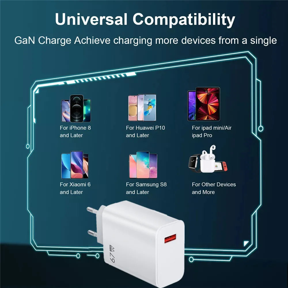 GaN – chargeur USB rapide 3.0, câble de Charge pour Xiaomi 14 13 12 11 10 Ultra Redmi Note 12T 13 Pro Turbo 6A