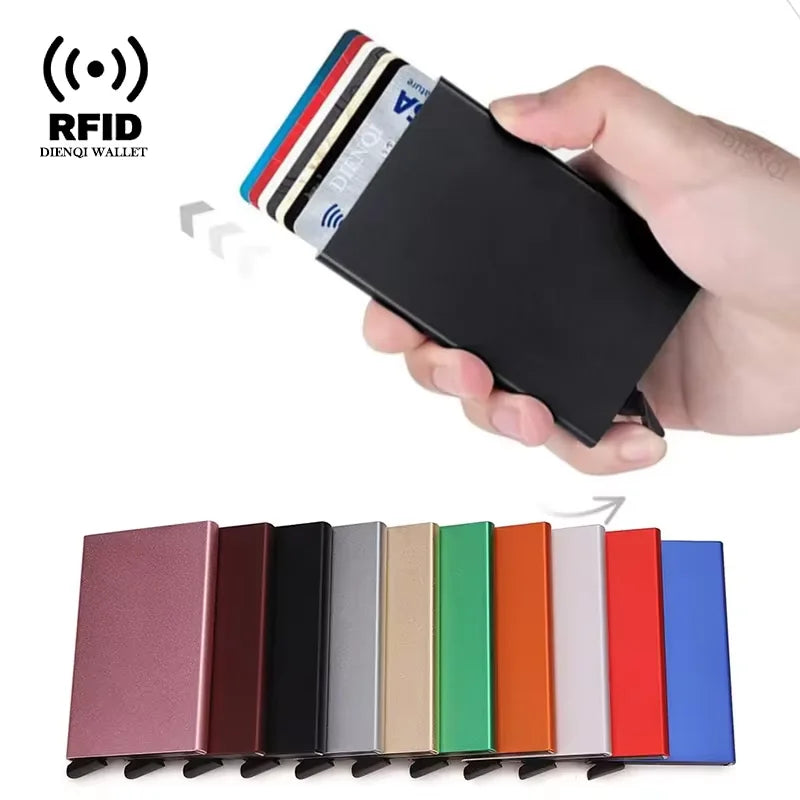Hommes ID crédit porte carte bancaire portefeuille Anti Rfid intelligent Anti Rfid blocage protégé magique Pop Up mince petit argent portefeuilles étui