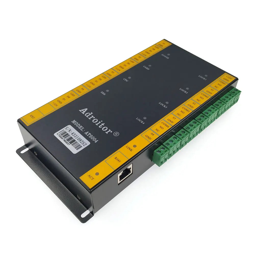 Système de contrôle d'accès 32 bits à boîtier métallique TCP/IP, contrôleur de quatre portes, étanche à l'humidité, antistatique et anti surtension