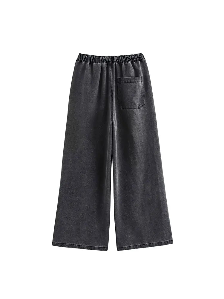 Ensemble jean à col rabattu pour femme, haut décontracté, à la mode, taille haute, Streetwear, pantalon en Denim, ensemble deux pièces, automne 2024