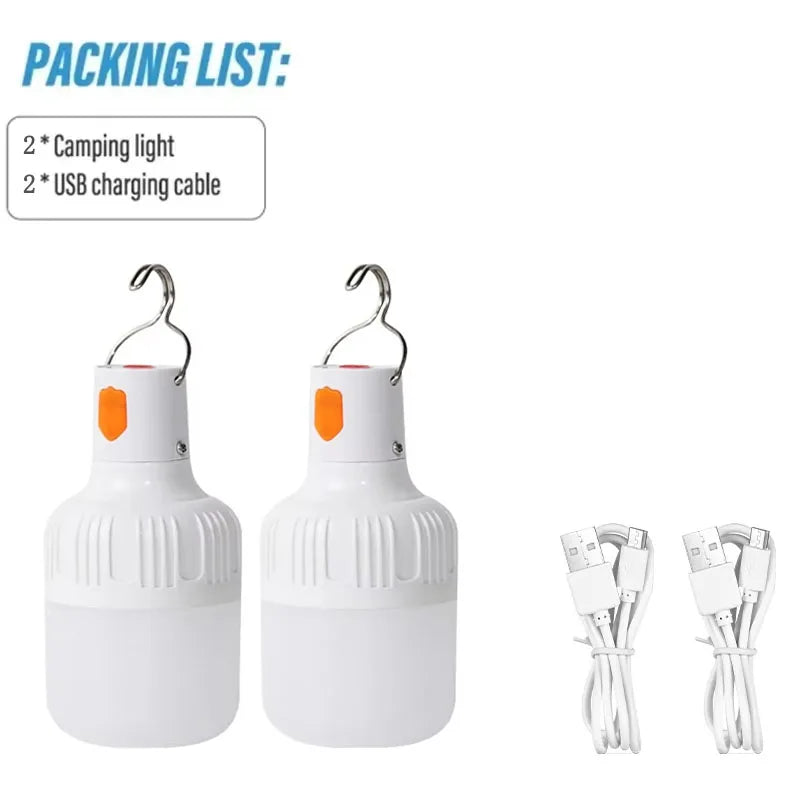 Portable Rechargeable LED Camping Light with Hook Dimmable Tent Lantern Emergency Night Lamp for Hiking Travel Adventure Use