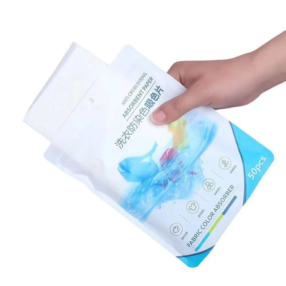 50 pièces/sac comprimés à lessive Absorption de couleur feuilles Anti-taches Anti-ficelle mélange accessoires de lavage parfum longue durée