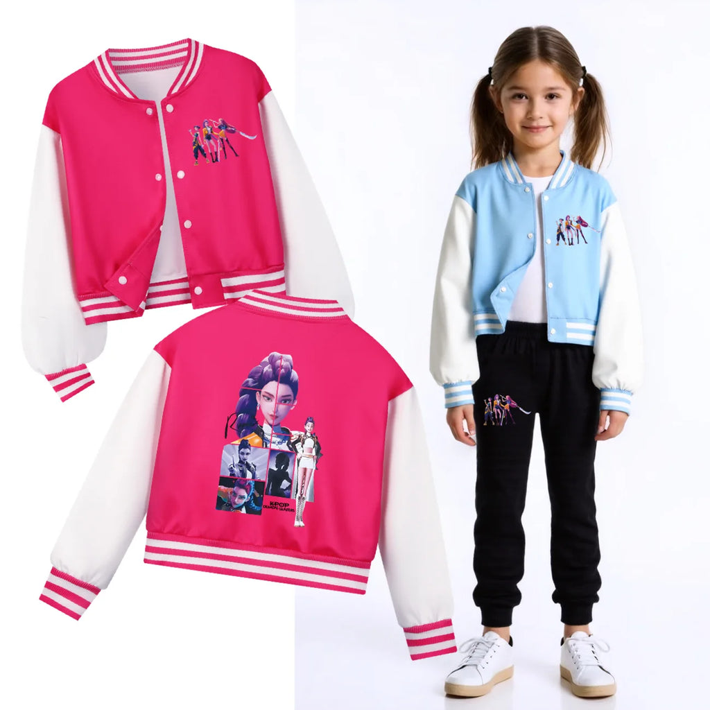 Sweat décontracté pour bébés, filles, costume pour enfants, vêtements KPOP chasseurs de démons Huntrix, uniforme de Baseball pour garçons, printemps-automne