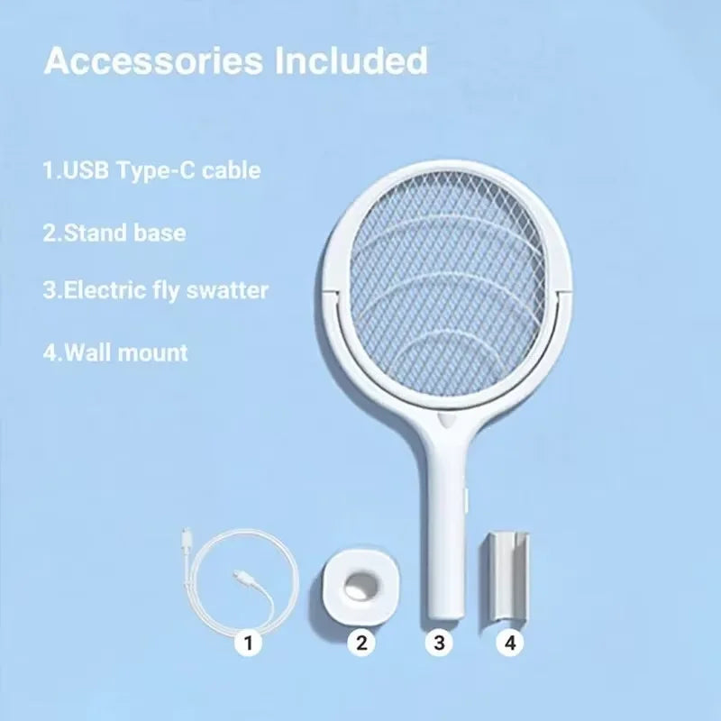 Raquette de charge rapide 5 en 1, tue les insectes volants, lampe isolée de sécurité, alimentée par batterie, tapette électrique anti-moustiques réglable en ABS
