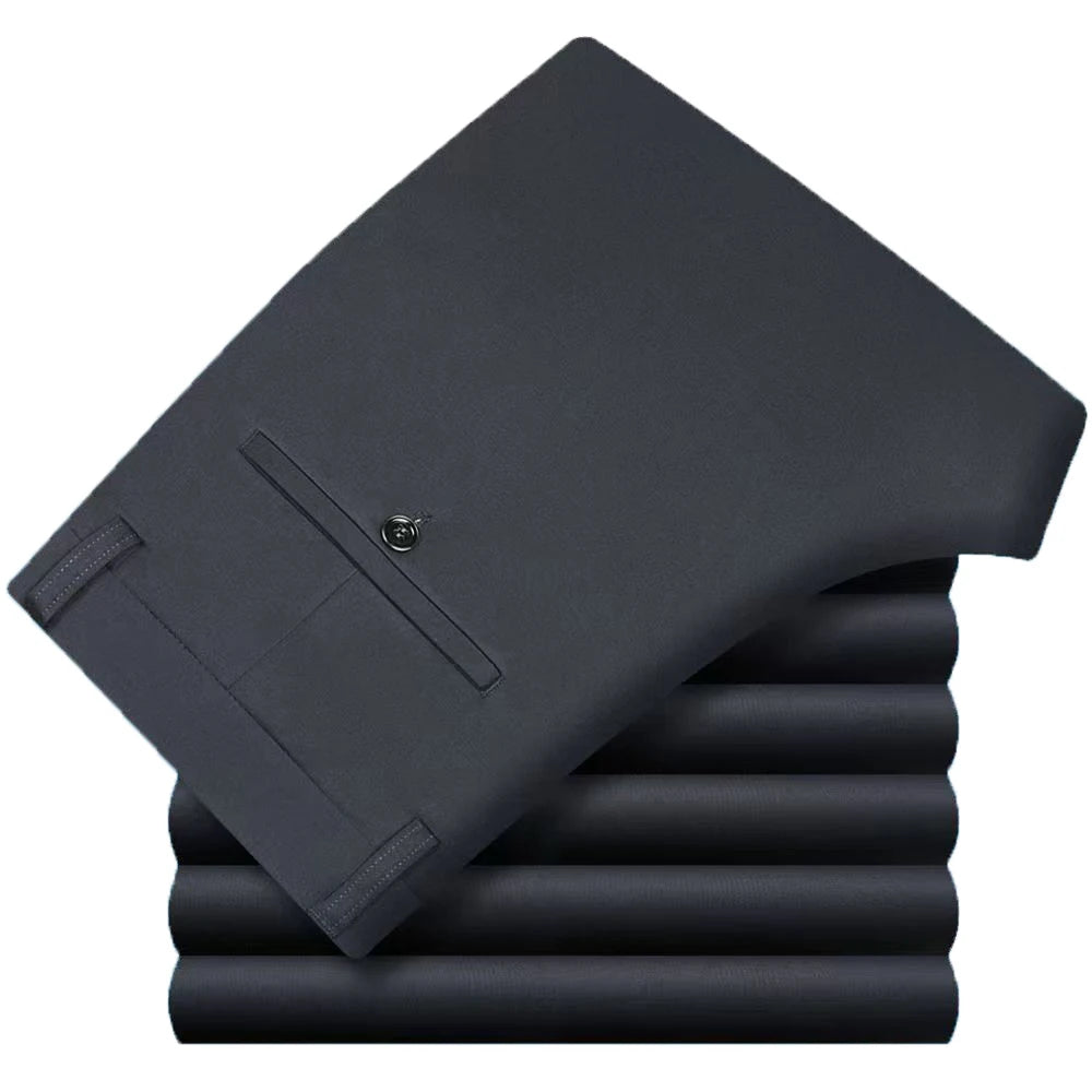 Pantalon homme stretch noir uni, coupe droite, style coréen, séchage rapide, idéal pour le bureau ou le printemps/automne