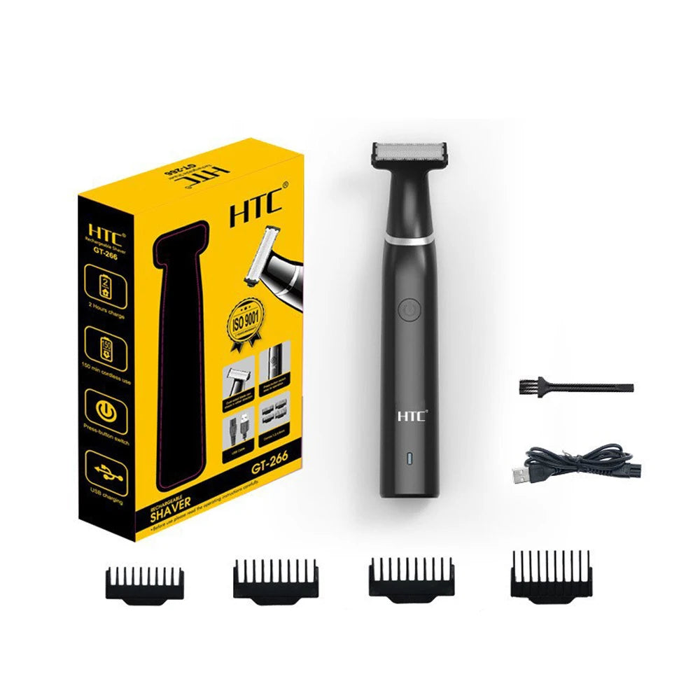 HTC Tondeuse électrique pour hommes à l'aine, tondeuse à poils pubiens, tondeuse de toilettage pour hommes, épilateur de bikini, rasoir rechargeable