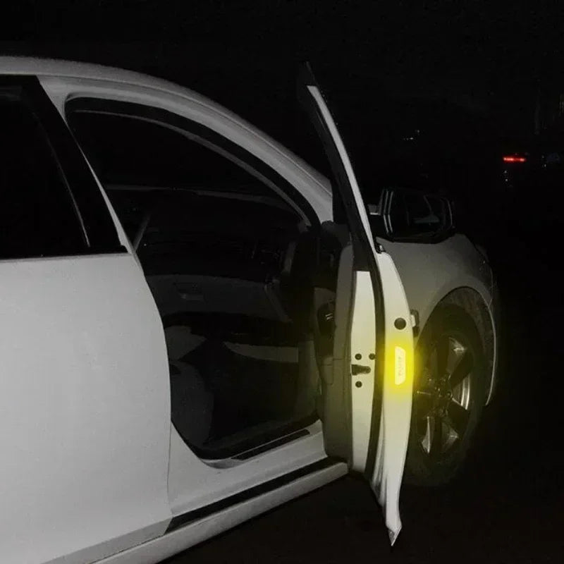 Autocollant réfléchissant pour porte de voiture, 4 pièces, bande réfléchissante d'avertissement d'ouverture de sécurité, accessoires de voiture, autocollant réflecteur extérieur et intérieur