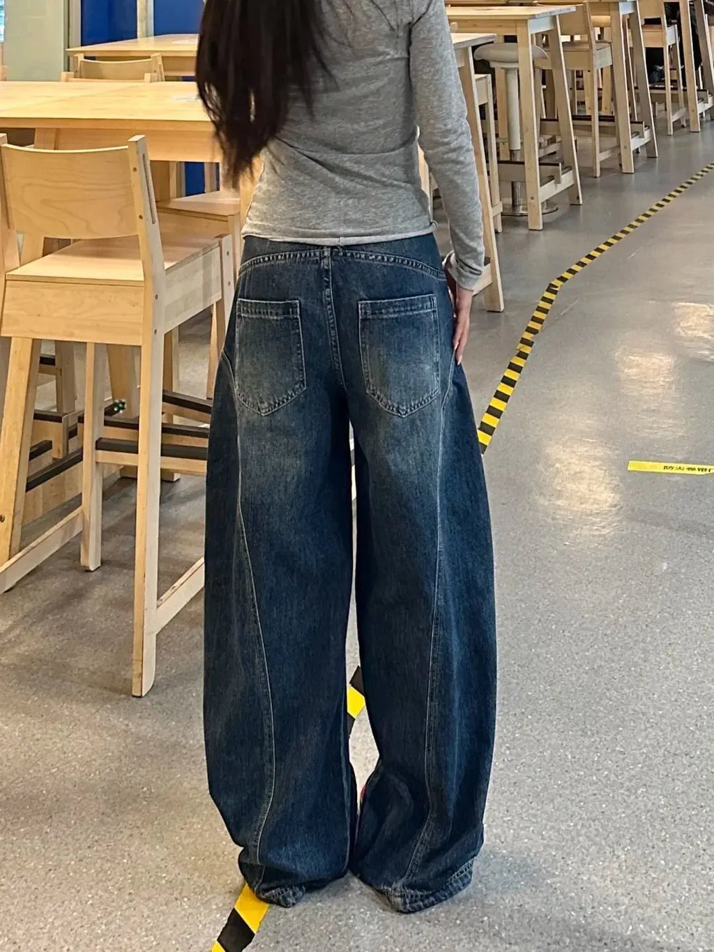 Jean Baggy ample décontracté pour femmes, bleu délavé, pantalon Cargo Vintage, jambes larges, surdimensionné, y2k
