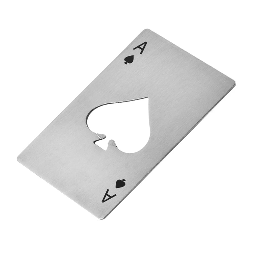 Ouvre-bouteille/boîte créatif en forme de poker, en acier inoxydable, format carte de crédit, idéal pour les bars, restaurants et brasseries. Cadeau idéal.