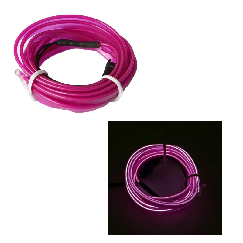 5m Car Interior Atmosphere Lighting LED Strip 5V DIY Flexible EL Cold Light Line Tube With USB Auto Decoration Ambient Lamp