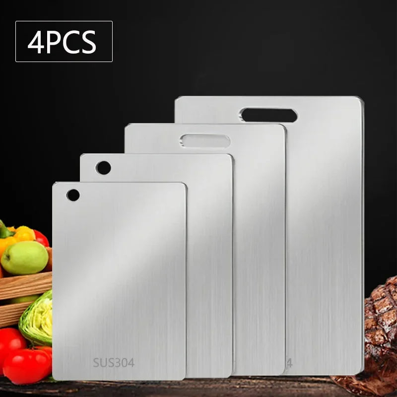 Planche à découper WXCOO 1PCS en acier inoxydable, planche épaisse de cuisine antiadhésive double face pour fruits et viande