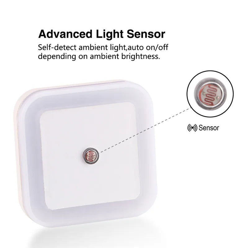Capteur sans fil LED veilleuse ue prise américaine Mini veilleuses carrées pour bébé enfants salon chambre couloir lampe d'éclairage