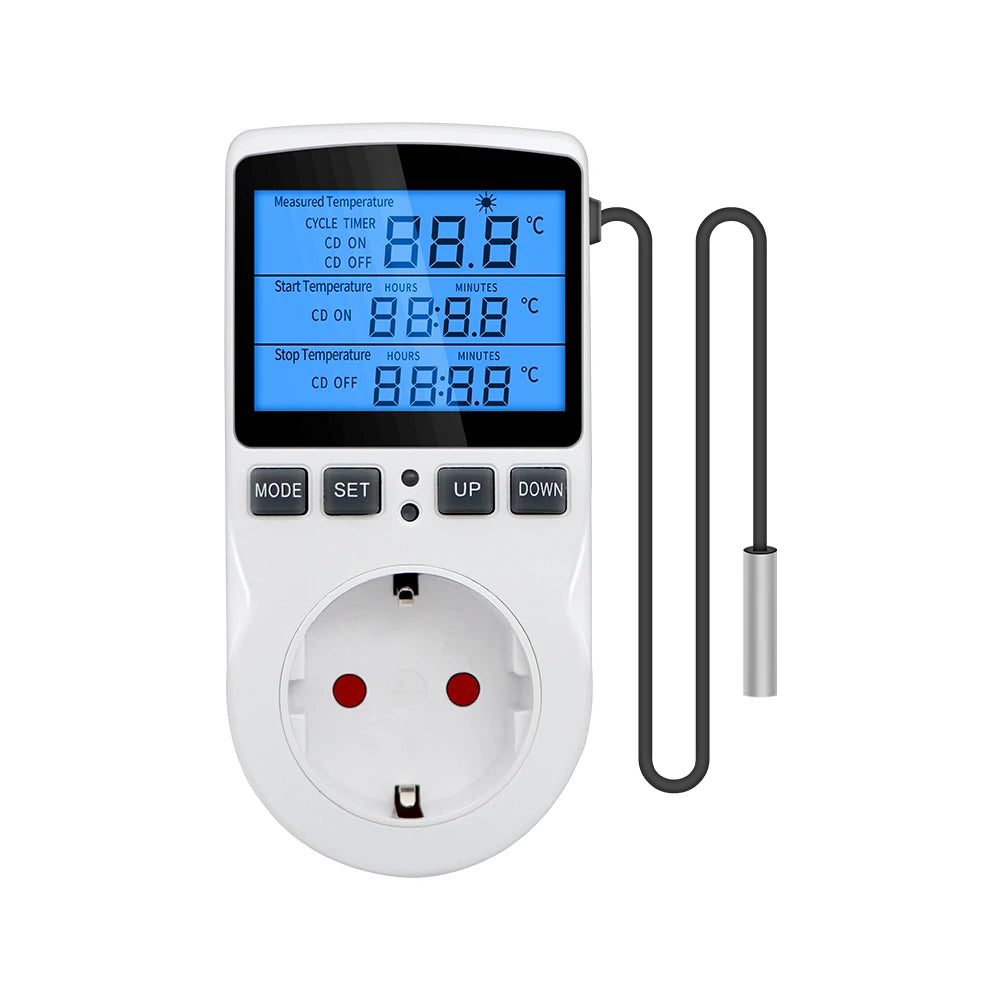 EU Plug Digital Temperature Controller Timer Socket Thermostat With Timer Switch Cooling Heating Temperature Sensor