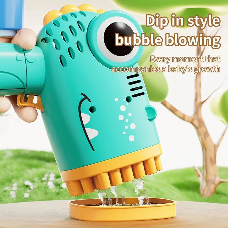 Machine à bulles dinosaure 40 trous, cadeau pour enfants, fabrication de bulles en continu, mariage, extérieur (liquide à bulles et piles non inclus)