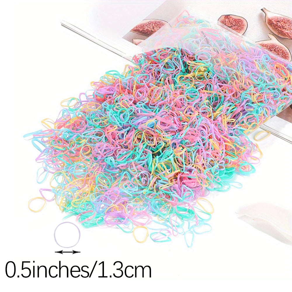 500/1000/2000 pièces filles coloré jetable élastique cheveux cravates bandeau enfants élastique pour queue de cheval bandes enfants cheveux accessoires