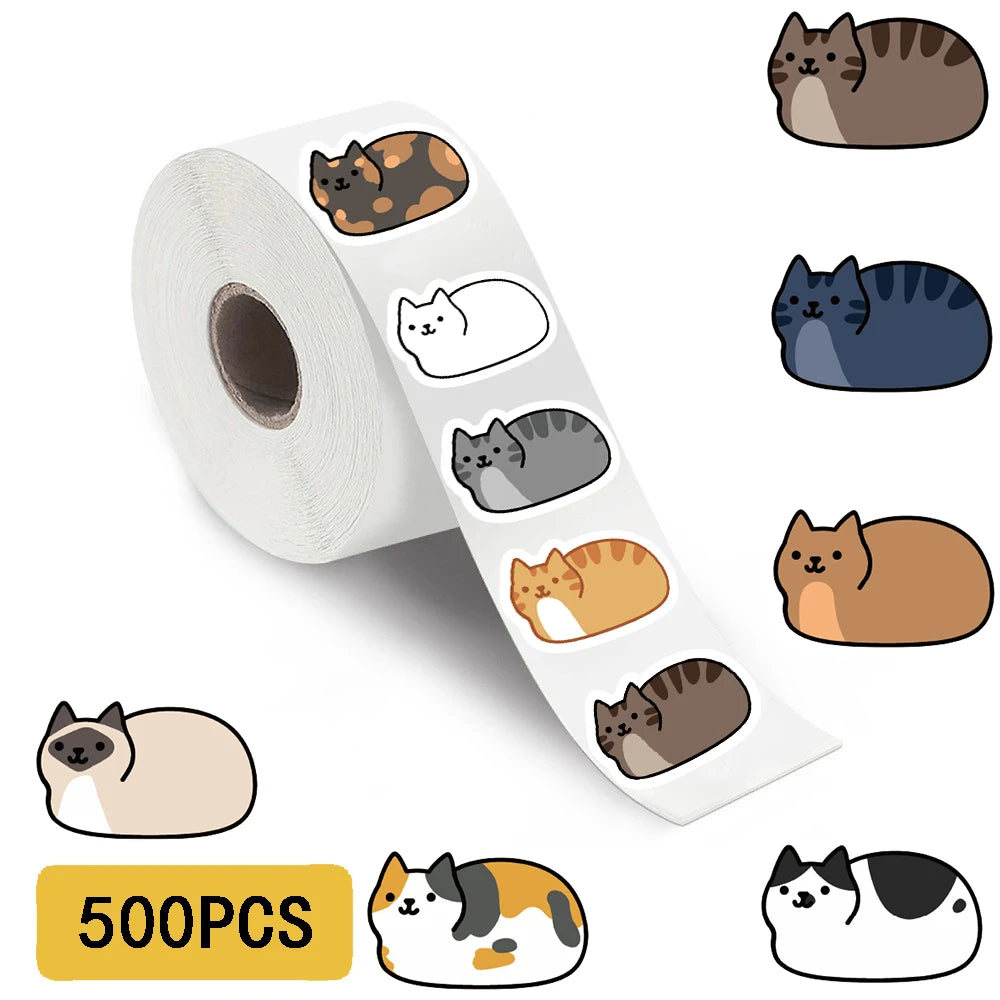 500 autocollants Kawaii Chat Tuo Tuo en rouleau pour skateboard, ordinateur portable, bagage, téléphone, cadeau, étanches, mignons