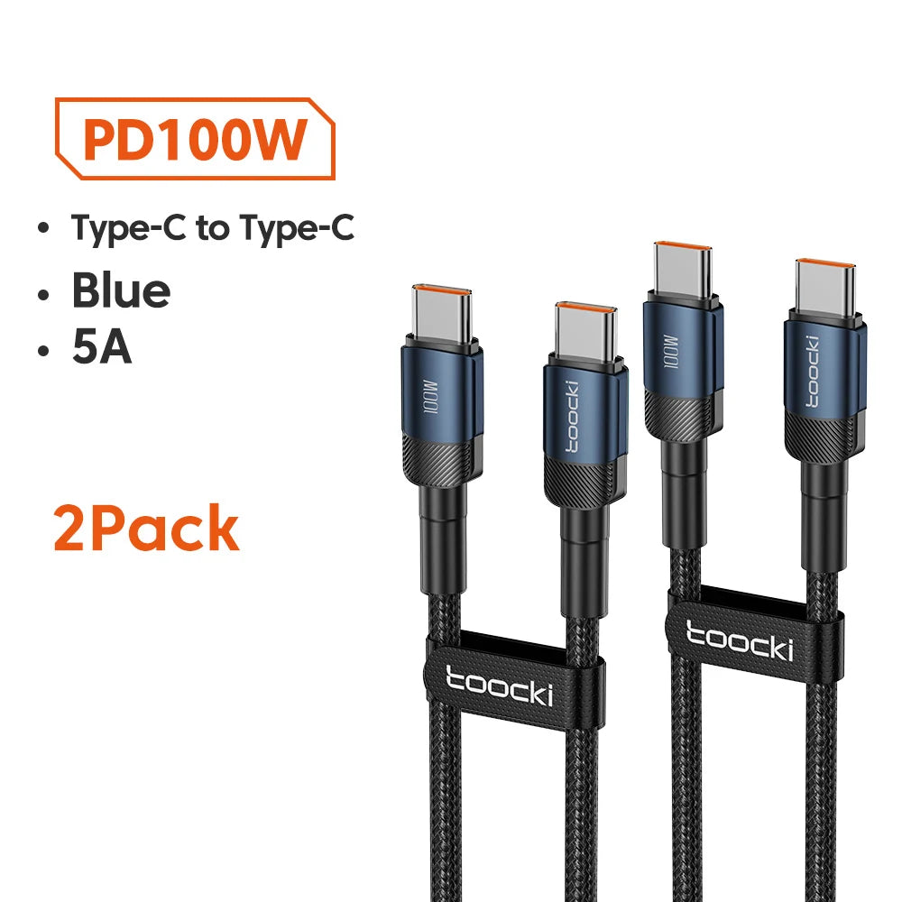 Toocki 100W Type C vers USB C câble PD 3.0 Charge rapide 4.0 Charge rapide Type C vers Type C pour iPhone 15 Macbook Samsung Xiaomi