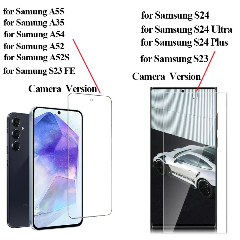 Protection d'écran HD en verre trempé pour Samsung S23, A55, A35, A54 et S25, compatible avec Samsung S24, S21, S22, Galaxy S24 Ultra et S23 FE. Compatible avec Galaxy S24 Ultra et S23 FE
