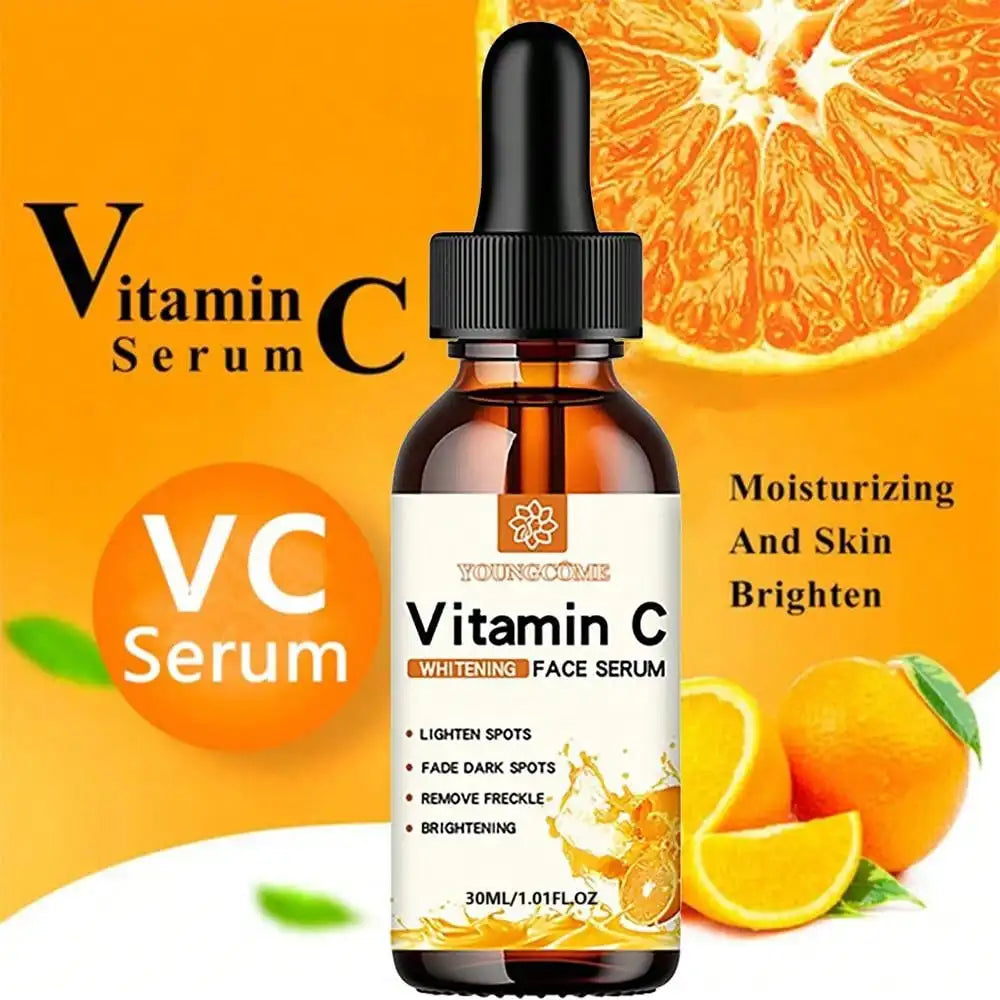 L'essence du visage à la vitamine C contient de l'acide hyaluronique, dissolvant de taches foncées, réparation hydratante, Anti-âge, soins de la peau du visage, 30ml