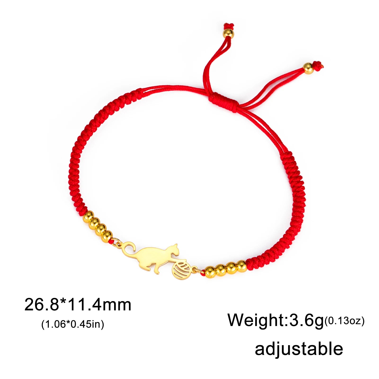 Bracelet Lucktune Chat Mignon en Acier Inoxydable avec Pendentif Animal et Chaîne à Perles - Bijou Tendance Kpop pour Femmes et Hommes - Cadeau Couple