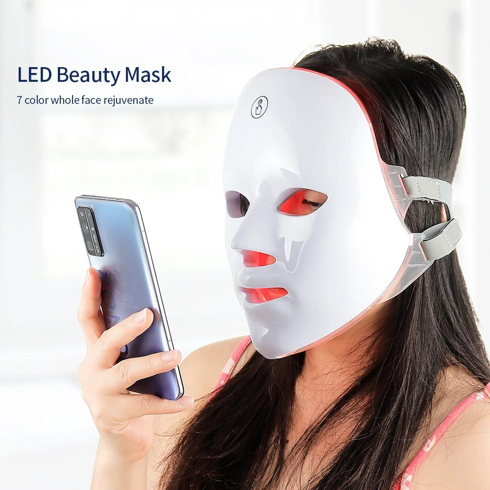 Machine de beauté du visage à LED sans fil, 7 couleurs, Photon, pour resserrer la peau du visage, rajeunissement, masque facial