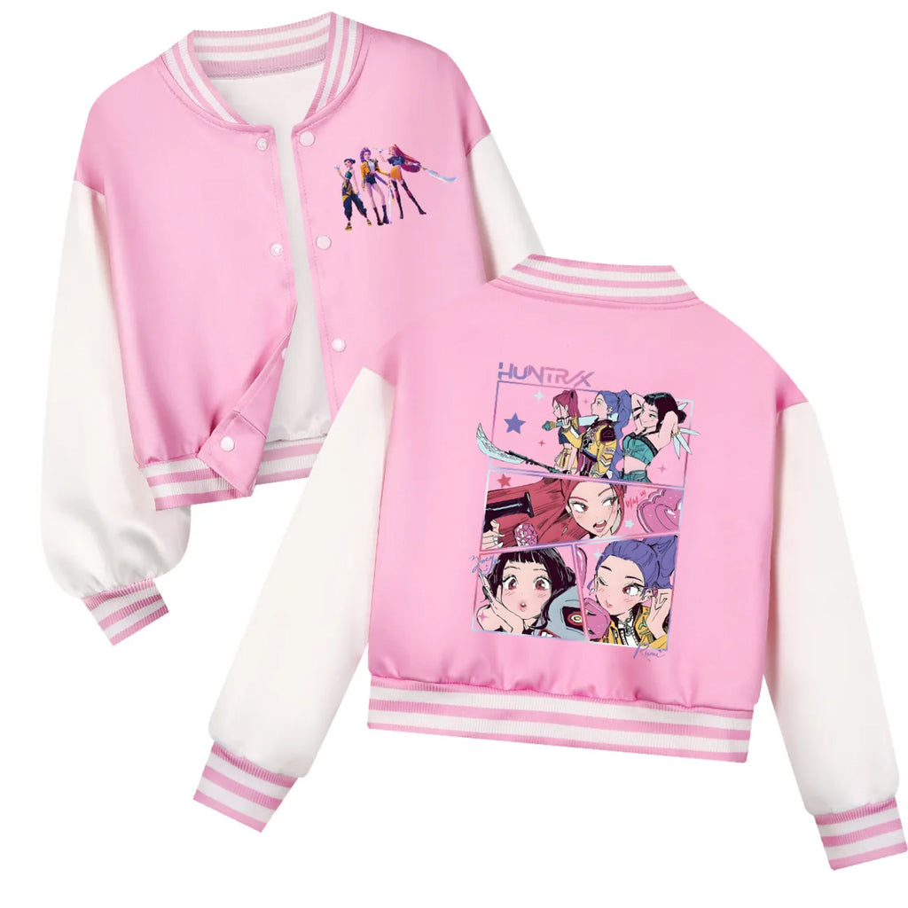 Tenue de baseball K-Pop pour enfants Huntrix, sweat-shirts à capuche décontractés printemps-automne, vêtements pour garçons et filles, déguisement pour bébés et enfants