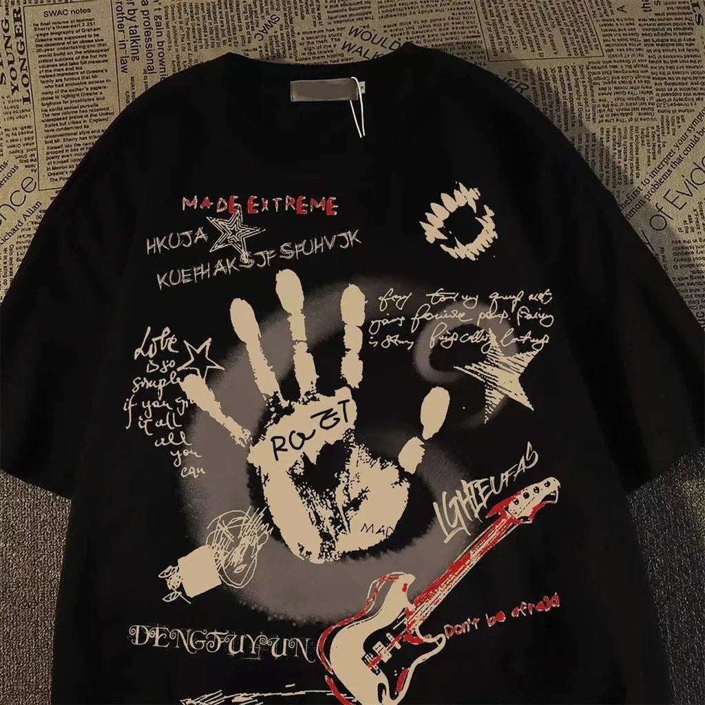 T-shirt manches courtes col rond homme/femme, Vintage américain, coréen Inst, nouveau haut d'été