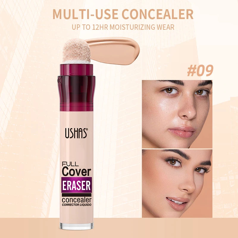New Sponge Head Concealer for Dark Circles Freckles Acne Pigmentation and Blemishes Long Lasting Moisturizing Liquid Foundation