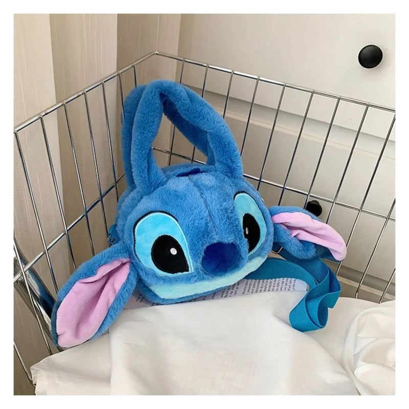 Disney Stitch Sac à bandoulière en peluche douce Style coréen mignon Sangle réglable Kawaii Anime Sac à bandoulière Taille moyenne Cadeau pour femme