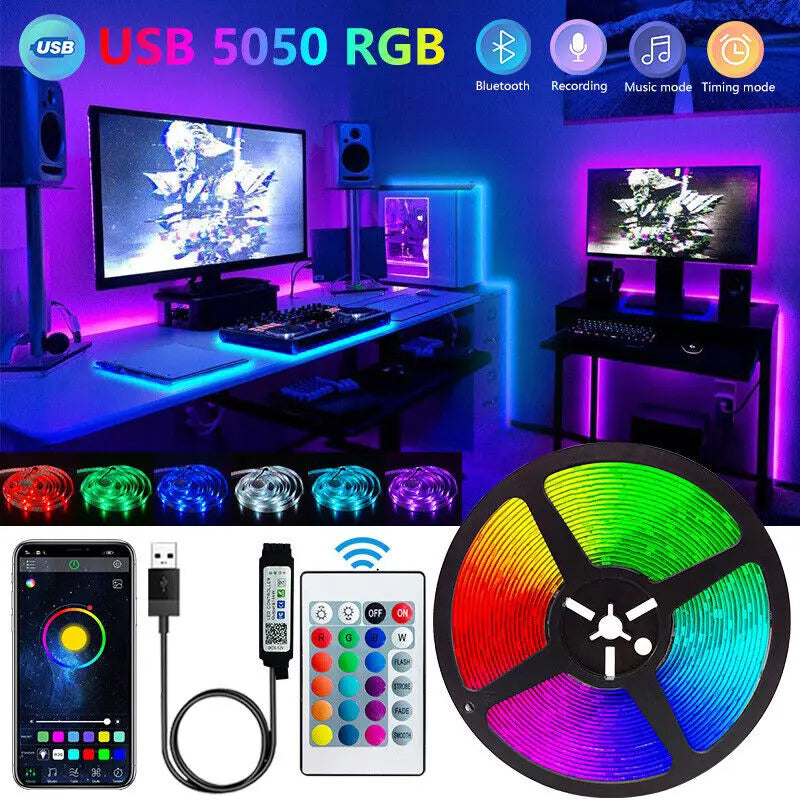 Bande lumineuse LED Bluetooth intelligente SMD 5050, application, télécommande, ruban Flexible, lampe à Diode, rétroéclairage TV, salle de jeux, décoration de la maison