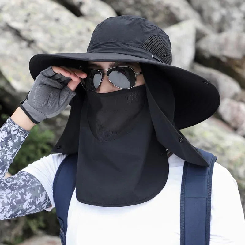 Chapeau avec protection du cou détachable multi-usages Chapeau de soleil d'été Protection solaire Respirant Séchage rapide Protection UV