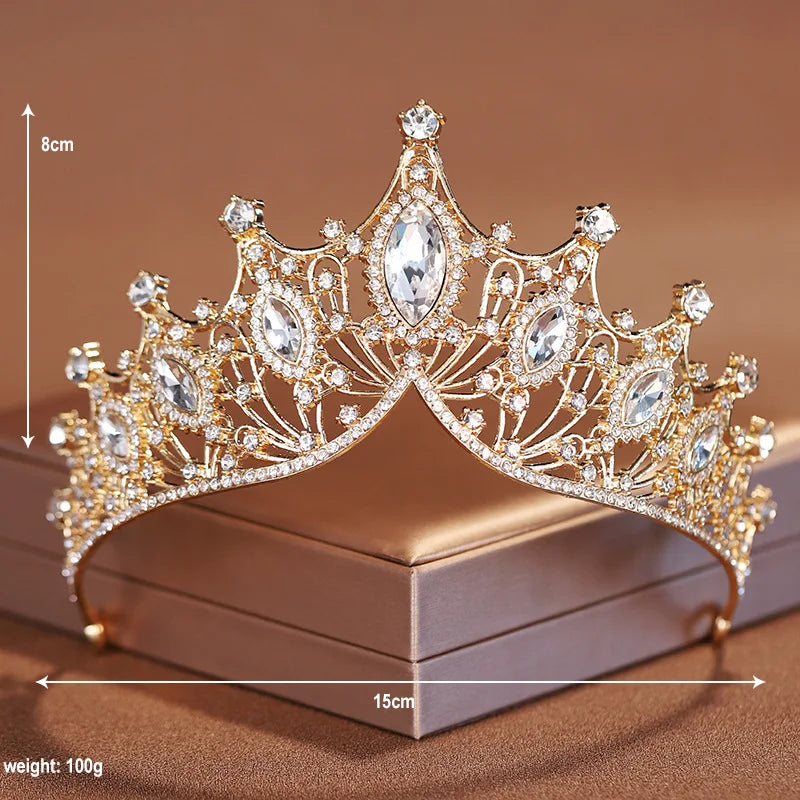 Couronne de mariée en cristal argenté, ornée de strass, idéale pour les mariages et les fêtes