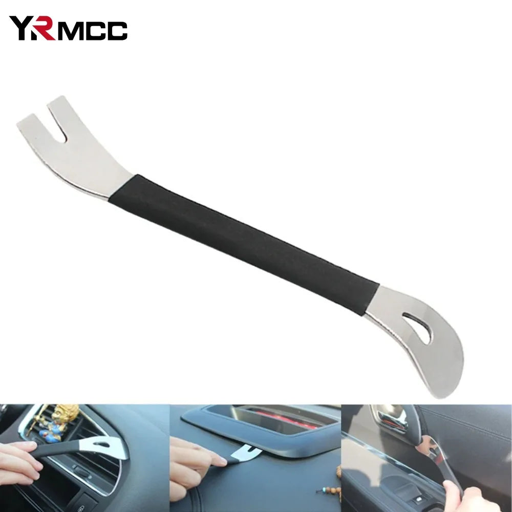 Outil de dépose de garniture de voiture en acier inoxydable, outils durables de retrait de garniture à deux extrémités, niveau de levier, panneau de porte de voiture, pilote de fixation de Terminal Audio