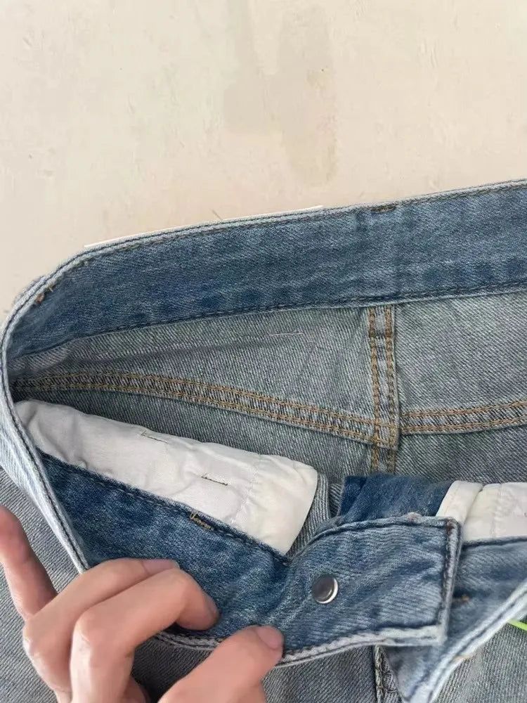 Jean Baggy à jambes larges pour femmes, Vintage Y2K Punk, taille basse, pantalon en Denim ample, Streetwear, mode poubelle Long S