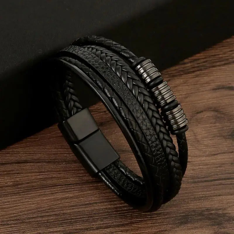 Bracelet en cuir classique pour hommes, nouveau Style, tissé à la main, multicouche, accessoire combiné, mode homme, bijoux, vente en gros, livraison directe