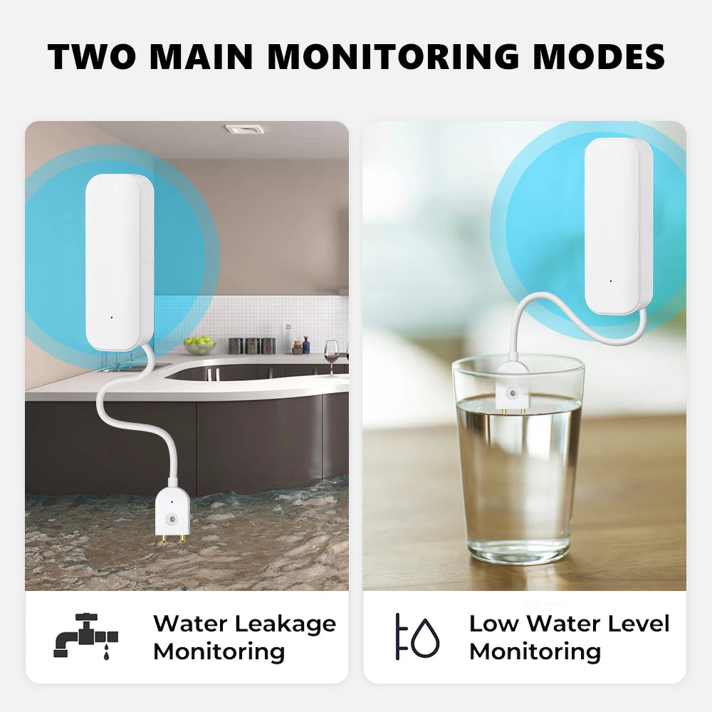 Capteur de niveau d'eau WiFi/Zigbee, alarme de fuite Tuya, détecteur de fuite et d'inondation, application Smart Life, alerte d'eau, alarme de débordement, système de sécurité