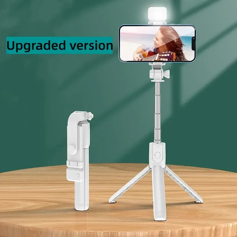 Perche à selfie sans fil avec trépied, lampe et télécommande Bluetooth extensible pour iPhone et streaming TikTok en direct