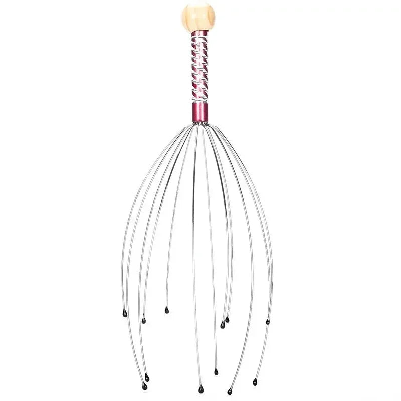 Masseur de tête de poulpe en acier inoxydable, défrisant la tête, griffe de massage du cerveau, soulage la fatigue, extracteur d'âme