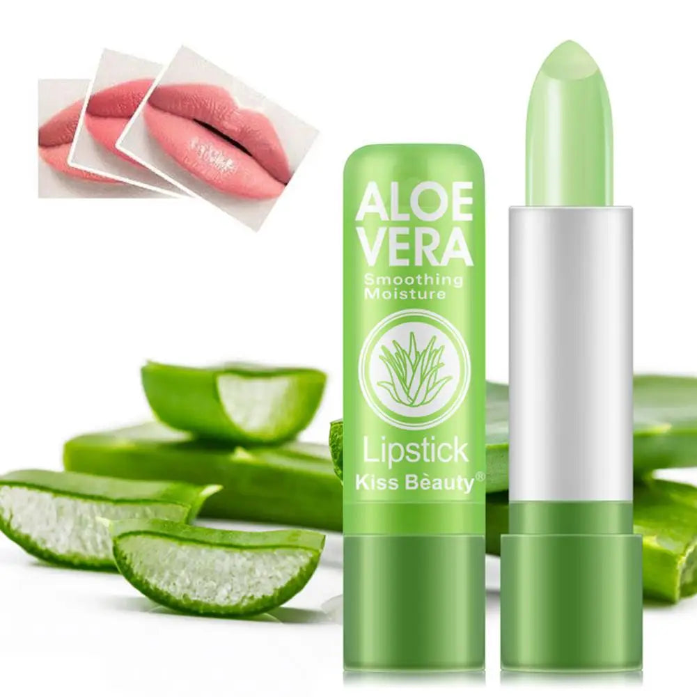 Baume à lèvres hydratant à l'aloe vera, baume à lèvres naturel, rouge à lèvres thermosensible, longue tenue, soin des lèvres, maquillage, 1 pièce
