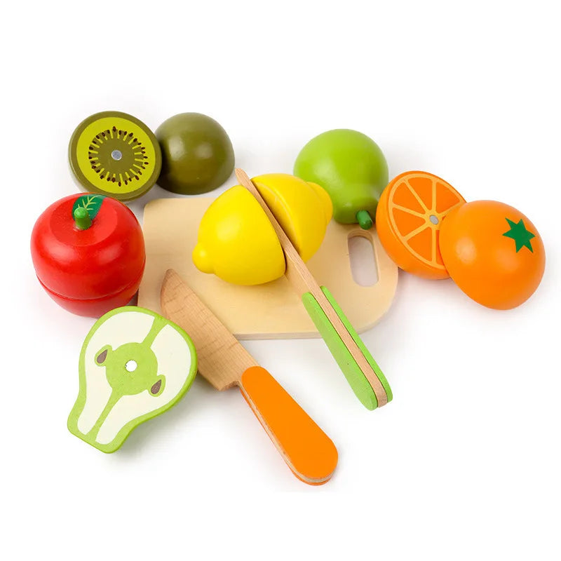 Cuisine de simulation en bois, jeu classique Montessori, jouet éducatif pour enfants, cadeau pour enfants, ensemble de découpe de fruits et légumes
