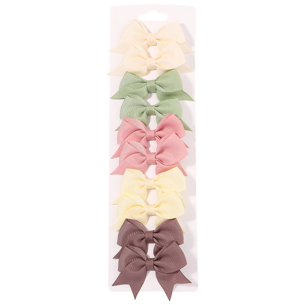 Pinces à cheveux avec nœud papillon en ruban solide, 10 pièces/ensemble, jolies Barrettes faites à la main pour bébés filles, couvre-chef, accessoires pour enfants
